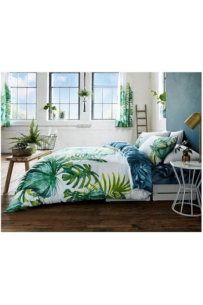 Generic GC GAVENO CAVAILIA Tropical Leaf Duvet Cover Single, Soft & Cosy Bedding Set, Poly Cotton Reversibl