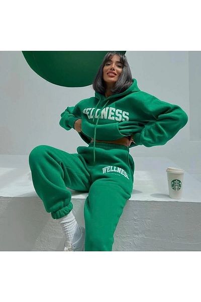 macklin Unisex Men Women Welness Printed Oversize 3 Thread Hooded Tracksuit Set