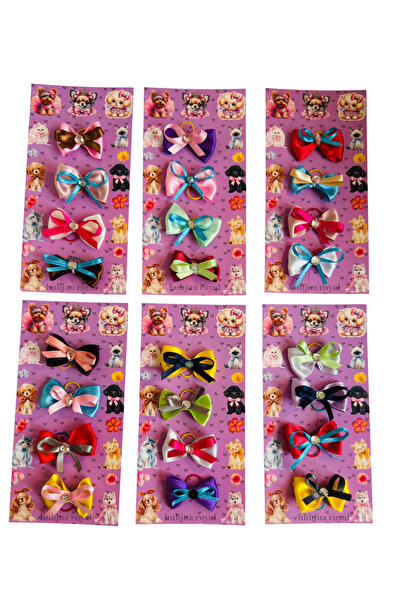 Hubjua Royal Dog & Cat Buckle – Stylish, Cute and Elastic Bow Model with Stones (4 Pieces Mixed Color)