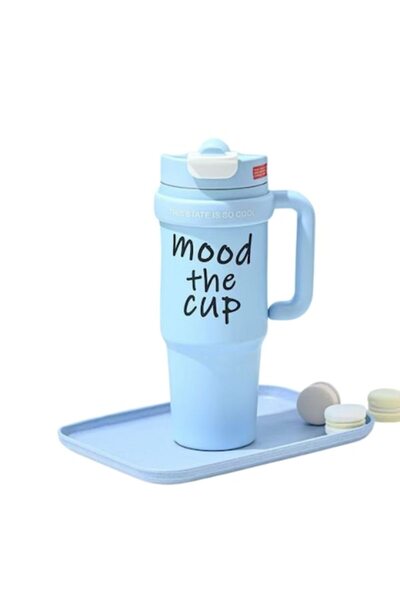 Mixbo Thermos Mood The Cup with Straw and Handle, Stainless Steel, 1000 ml, Blue