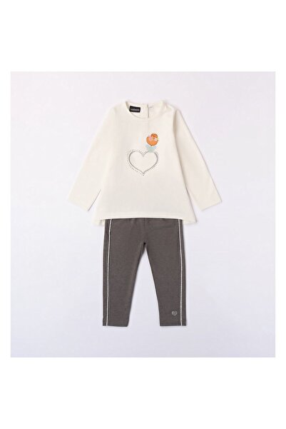 Sarabanda Set blouse and leggings for girls, Sarabanda, Alb/Gri, 98-104 cm