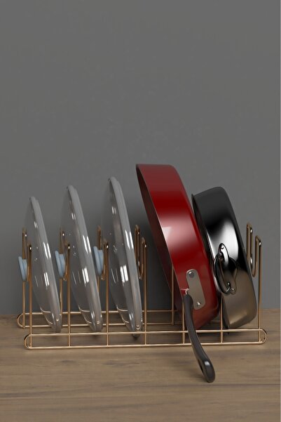 woodhub Altın Kaplama Tava ve Kapağı Organizer, Raf ve Dolap İçin Çok Amaçlı ...