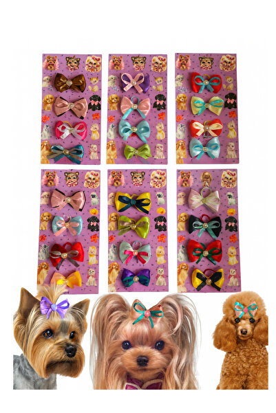 Hubjua Royal Dog & Cat Buckle – Stylish, Cute and Elastic Bow Model with Stones (4 Pieces Mixed Color)