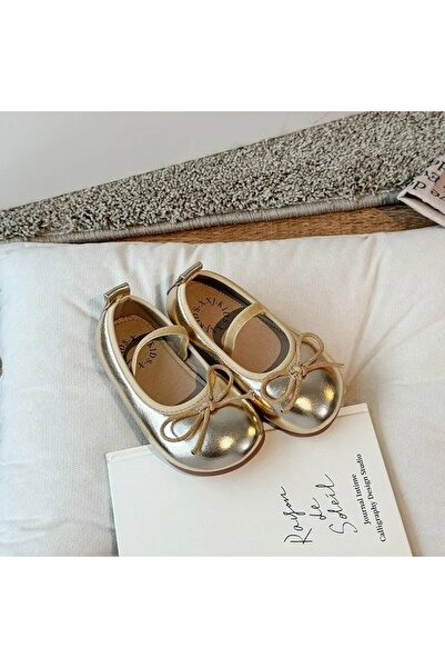 Mixbo - Girls' ballerina shoes with elastic band, foam insole, non-slip sole, size 23 EU, gold