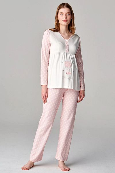 Modestia Feyza 4677 3-Piece Maternity Pajama Set - Pink - XL
