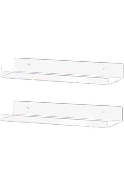 Sea Technology Wayai Acrylic Shelf - Floating Wall Shelf for Children's Books - Transparent - 15 Inch 2-Pack
