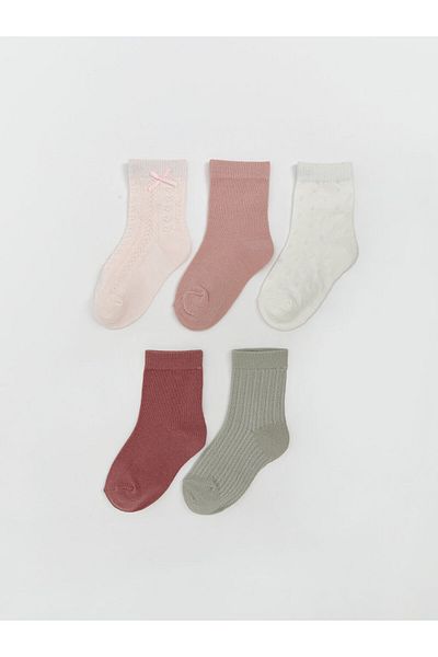 LC Waikiki Quality Parts from Celebi Store |   Pink Patterned Baby Girl Socks 5-Piece