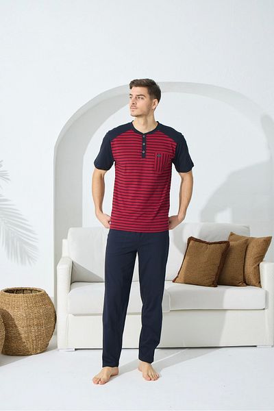 Modestia Kocabey 9511 Men's Short Sleeve Midi Collar Pajama Set
