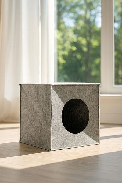 YUNUSOĞLU HOME Felt Cat Nest Decorative Organizer Organizer Foldable Gray