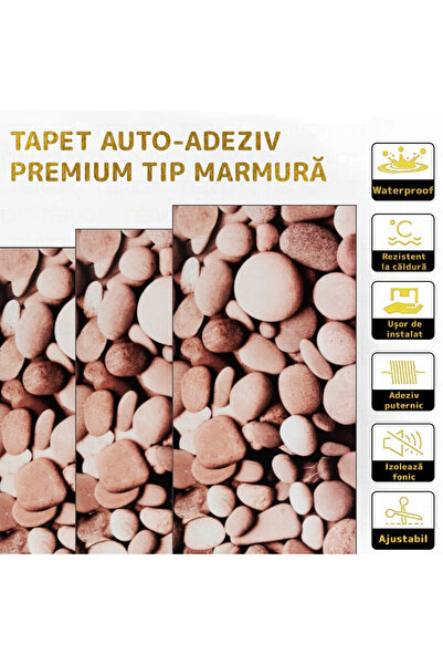 Teno Set 20x Tapet Marmura Premium 3D Teno®, suprafata acoperire 3.6 mp, 30x60 cm, maro