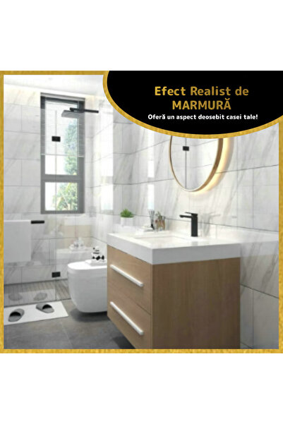 Teno Σετ 30x Tapet Marmura Premium 3D Teno®, suprafata acoperire 5,4 mp, 30x60 cm, alb