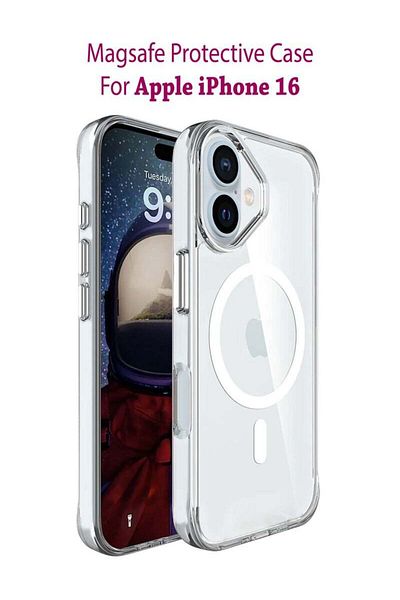 Generic Apple Iphone 16 Magsafe Case Shockproof Bumper Case For Apple Iphone 16 - Clear