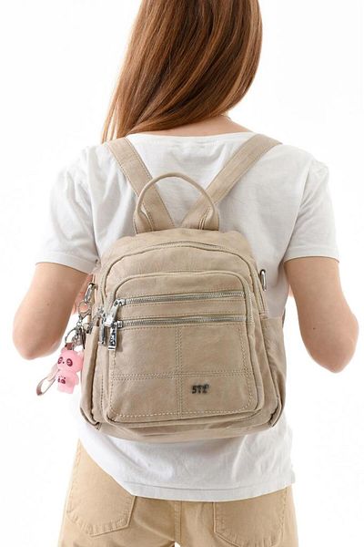 Baginn Y.S.Leather Women's Backpack 25*23 cm Vegan Leather Whether Back or Shoulder Lighted Charm Cross Bag