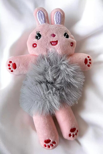 Mutenaura مشبك بيجل من القطيفة على شكل أرنب باللون الوردي والرمادي