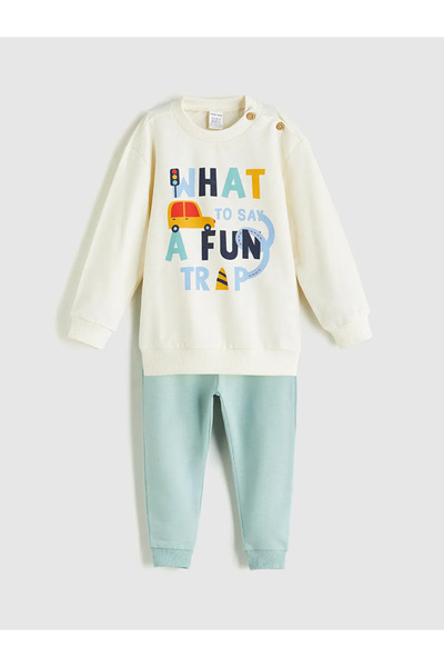 LC Waikiki Lcw eco beige bicycle collar Printed baby boy sweatshirt and sweat...