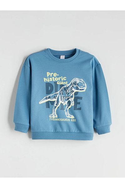 LC Waikiki Lcw Kids Blue Printed Boys Sweatshirt and Sweatpants Bottom 2-Pack