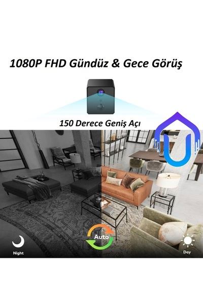 Urfakent PIR Sensörlü Mikro Şarjlı 1080P Full HD WiFi Kamera - Hayalet Kızılötesi Gece Görüşlü