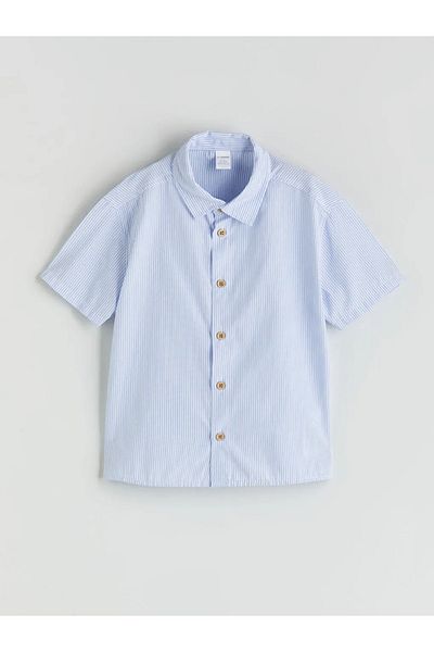 LC Waikiki Lcw Kids Blue Striped Boys' Shirt and Shorts 2-Pack