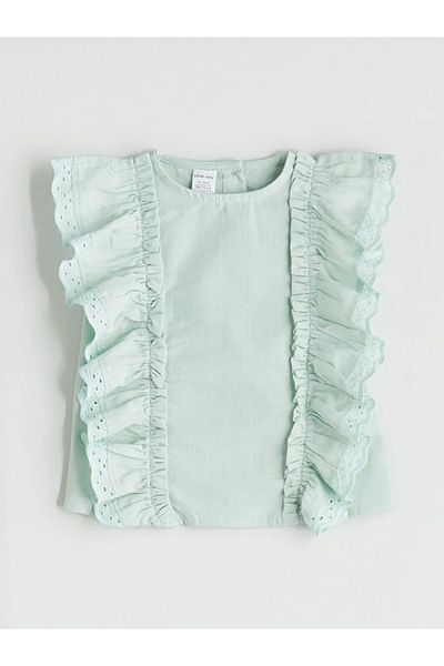 LC Waikiki Lcw Baby Turquoise Ruffle Baby Girl Blouse and Shorts 2-Pack