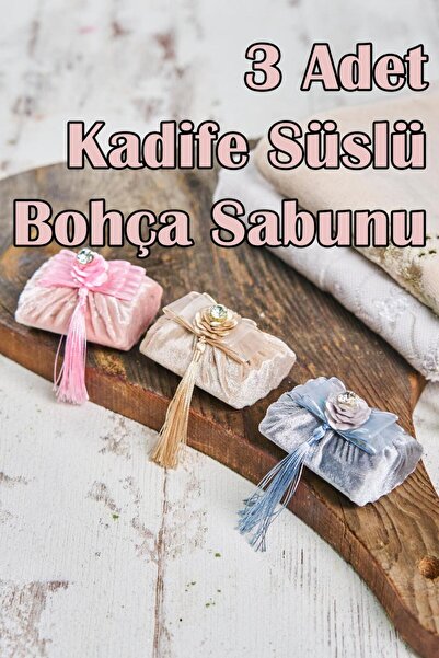 Dantelux 3 Adet Kadife Süslü Bohça Sabunu - Dikdörtgen Pastel Kadife