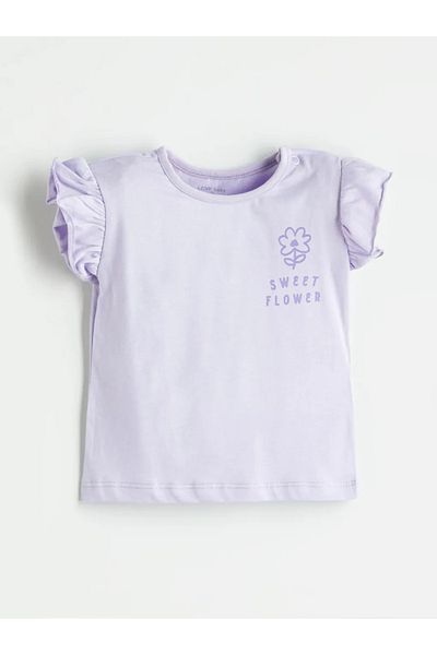 LC Waikiki Lcw Baby Lila Printed Baby Girl T-Shirt and Shorts 2-Pack