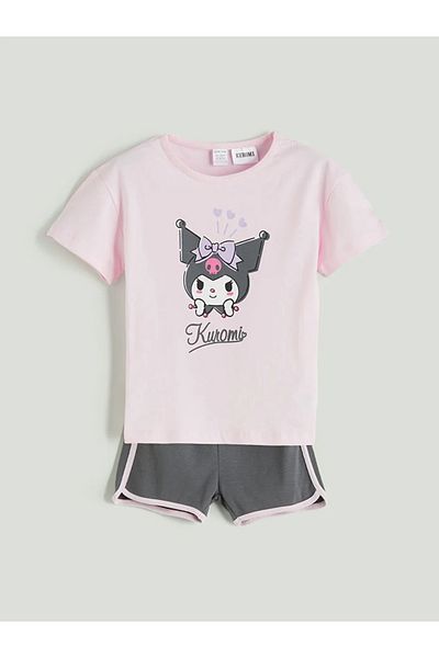 LC Waikiki Lcw Baby Pink Kuromi Printed Baby Girl T-Shirt and Shorts 2-Piece