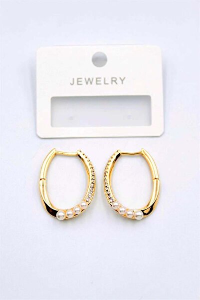 toyigoo Jewelled Hoop Earrings with Pearls - Gold