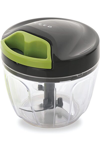 Crede Cred Quick Pull Chopper and Food Processor with Storage Lid and Non slip Base, 3 Stainless Steel Bla