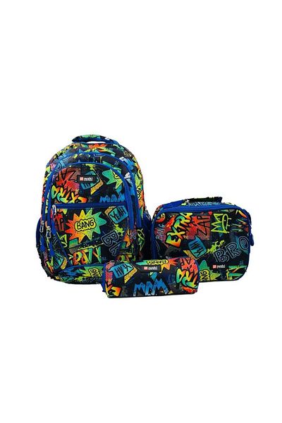 nuzki 3-Piece School Bag Set for Girls - Backpack, School Bag, Pencil Case, Lunchbox