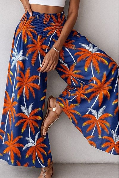 Modayakamoz Women's High Waist Elastic Patterned Single Jersey Trousers