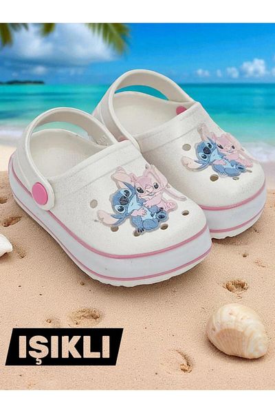 MARKABONİ Lilo Stich Printed Girls' Beach Slippers & Sandals with Lighted Soles