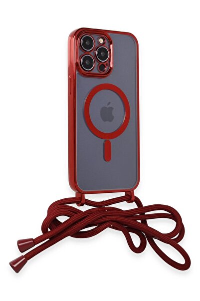 CepteToptan Myt09 iPhone 13 Pro Case Divo Laser Strap Magsafe Cover - Red