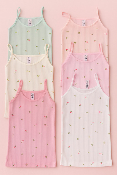 mini kanka Girls' 2-11 Years Old 6 Pieces Boxer-Singlet Underwear Set 3 Boxers 3 Singlets Girls' Underwear Set