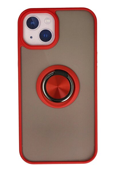 CepteToptan غطاء سيليكون متوافق مع آيفون 15 من MYT09 مع حلقة مونتريال - أحمر