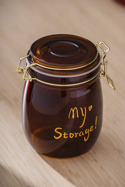 ACAR 7940 Storage Jar with Metal Clip 14 cm - Amber