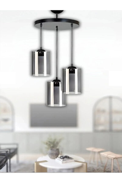 Genel Markalar füme mika camlı 3 lü salon avizesi oturma odası ve çocuk odaları için uygundur.