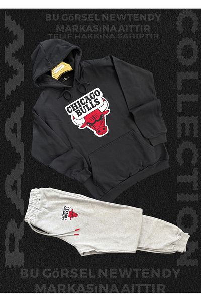 Minikelya Chicago Bulls Black Hooded Sweatshirt and Sweatpants Set – Unisex Sports & Casual