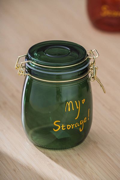 ACAR 7940 Pierre Metal Clip Storage Jar 14 cm - Dark Green