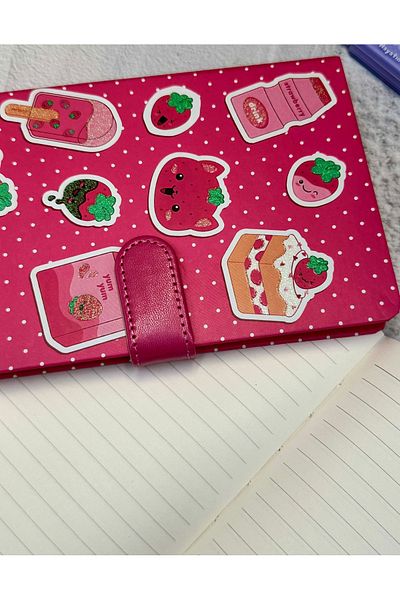 ZeCo Collection Sweet Snacks Patterned Striped Hard Cover Magnet Notebook