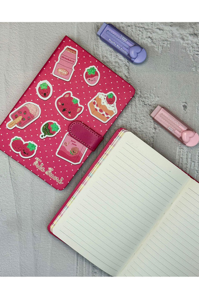 ZeCo Collection Sweet Snacks Patterned Striped Hard Cover Magnet Notebook