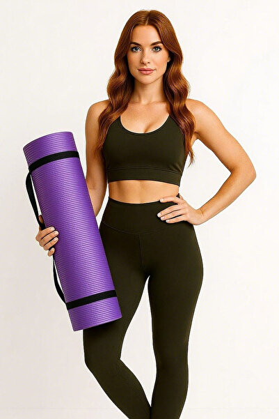 Jet Askılı 15 mm Kalın Yoga ve Pilates Matı – 1.5 Cm Kaymaz, Yumuşak ve Konfo...