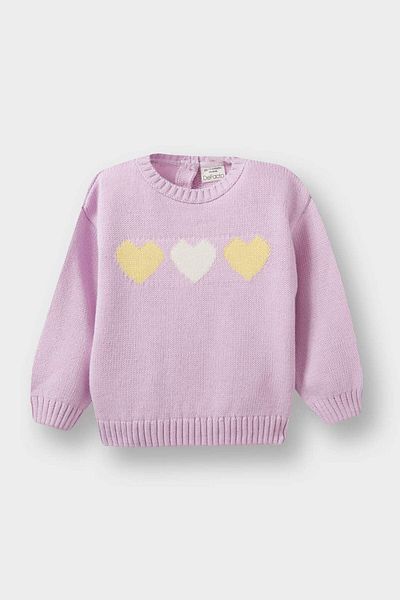 DeFacto Baby Girl Crew Neck Heart Patterned Sweater C8089A525Au
