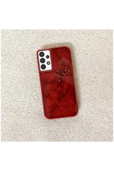 Pro Aksesuar Samsung Galaxy A72 Compatible Case Zebana Bowknot Silicone Case Red