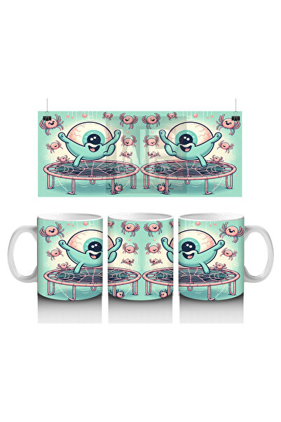 Luluyen كوب مطبوع ممتع للهالوين مزين بحلوى العين