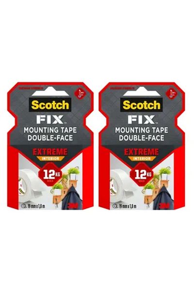 3M Scotch Fix Double-Face Extreme Interior Mounting Tape (19 mm x 1.8 m, Pack Of 2)