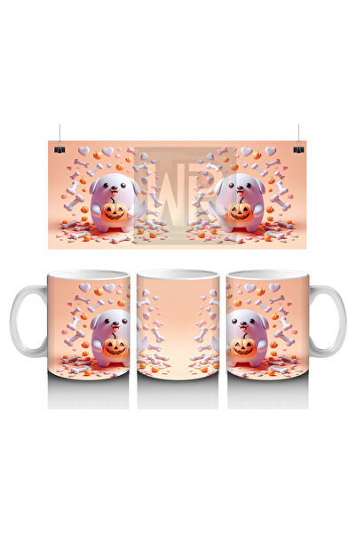 Luluyen كوب قهوة مطبوع عليه رسومات الهالوين الملونة مع شكل ساحرة لطيفة منقوشة...