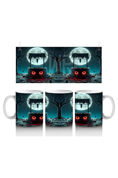 Luluyen كوب مطبوع عليه الهالوين على الطراز القوطي مع القمر الكامل والعيون المتوهجة