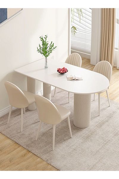 Raffine 1-Piece Modern Design Dining Table for Kitchen White Dining Room Table Dining Room Kitchen Living Ro