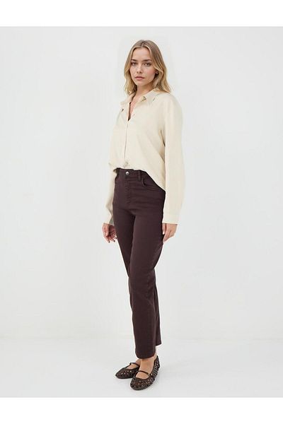 Jimmy Key Bitter Brown High Waist Regular Leg Woven Trousers