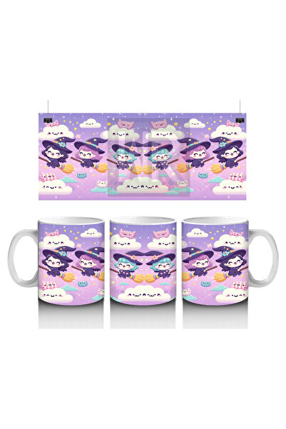 Luluyen كوب مطبوع عليه شبح لطيف يطير فوق السحاب لعيد الهالوين